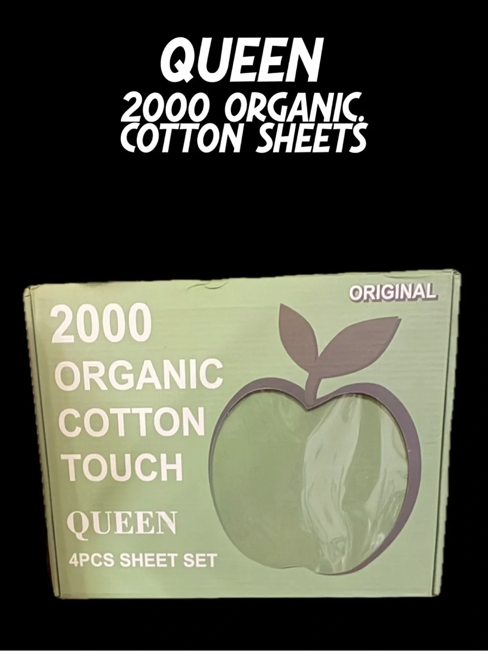 NIB 4 PC 2000 ORGANIC COTTON SHEET SET - QUEEN